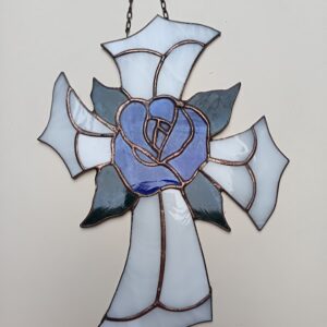 Tiffany fehér rózsás kereszt