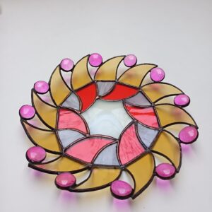 Tiffany üveggyöngyös tál